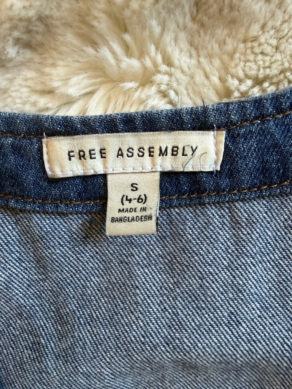 FREE ASSEMBLY DENIM ZIP FRONT JUMPER DRESS MEDIUM WASH CASUAL MINI SIZE S - Picture 6 of 7